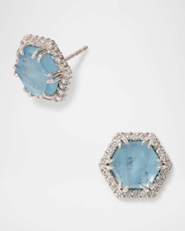 Eclipse Aquamarine Stud Earrings